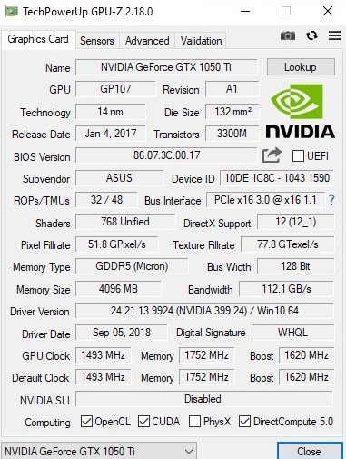 Nvidia GTX 1050Ti