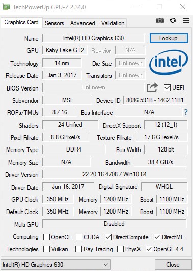 Intel HD 630