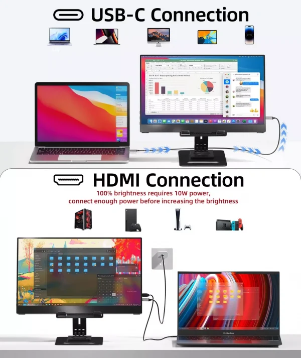 Ультратонкий портативний монітор Ingnok 15,6 дюйма FHD IPS - Зображення 7